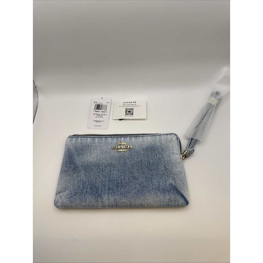 Coach Denim Zip Wristlet #763